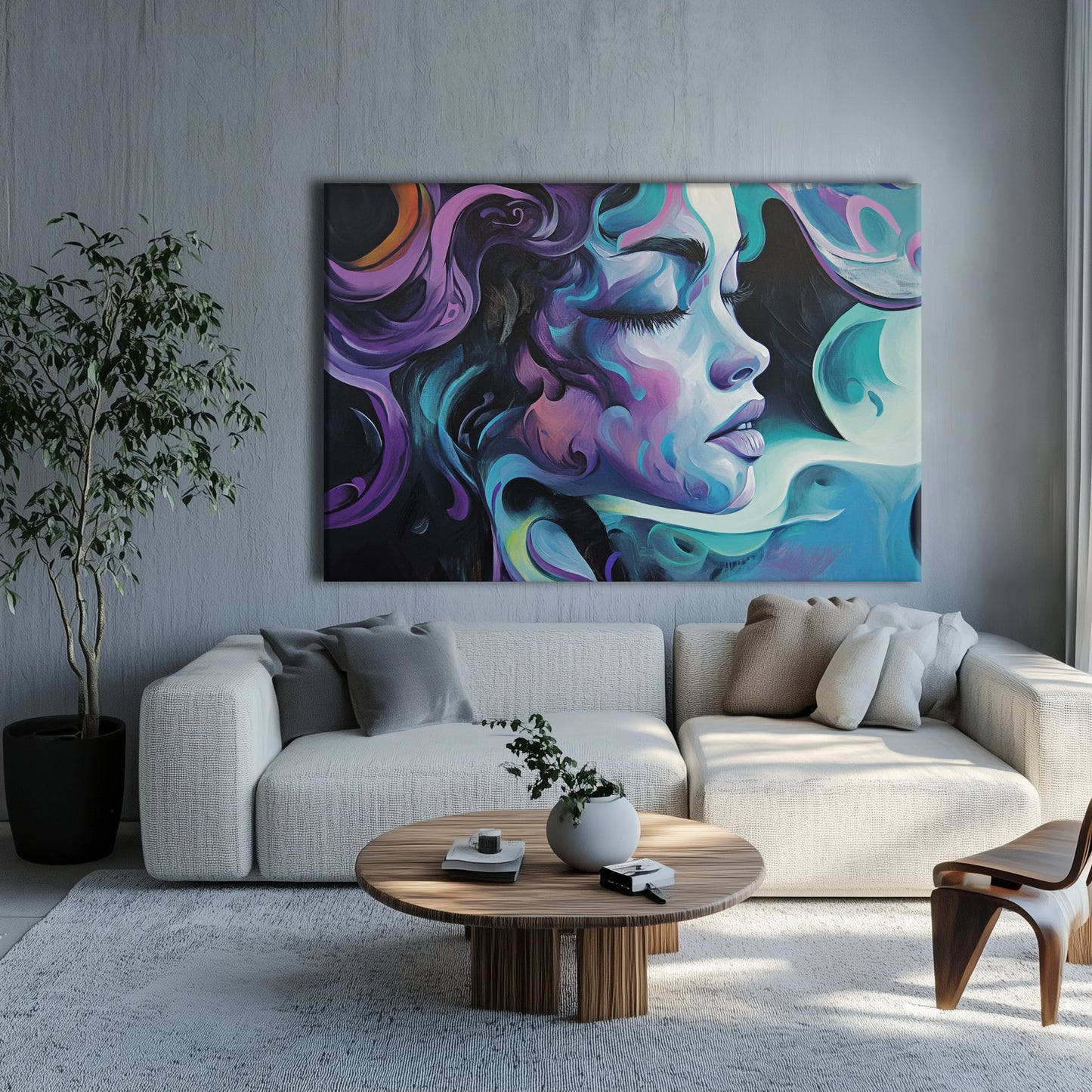 Blue Girl Canvas Print Printumo