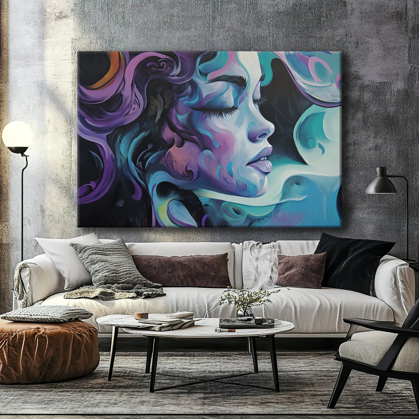 Blue Girl Canvas Print Printumo