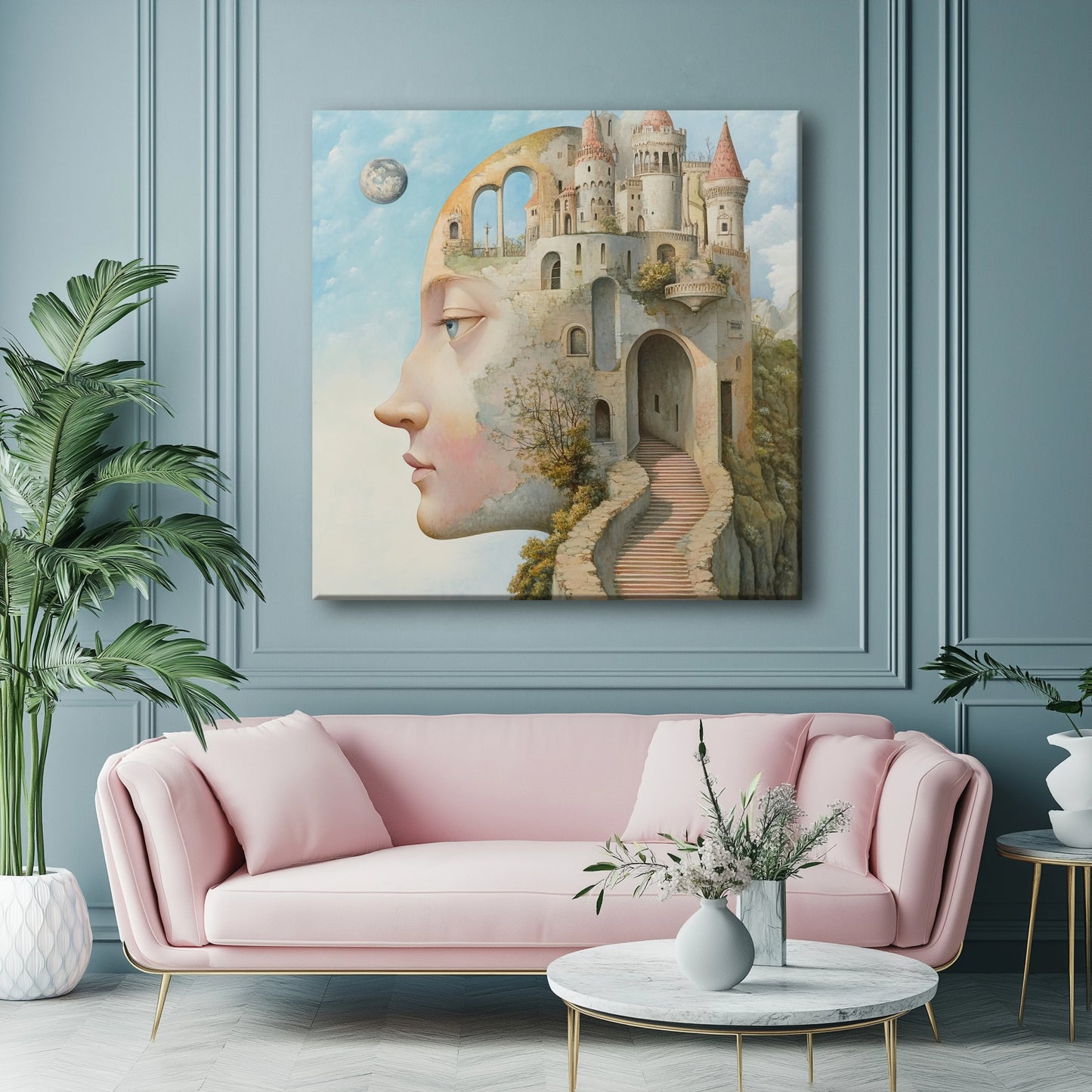 Face Castle Canvas Print Robussi
