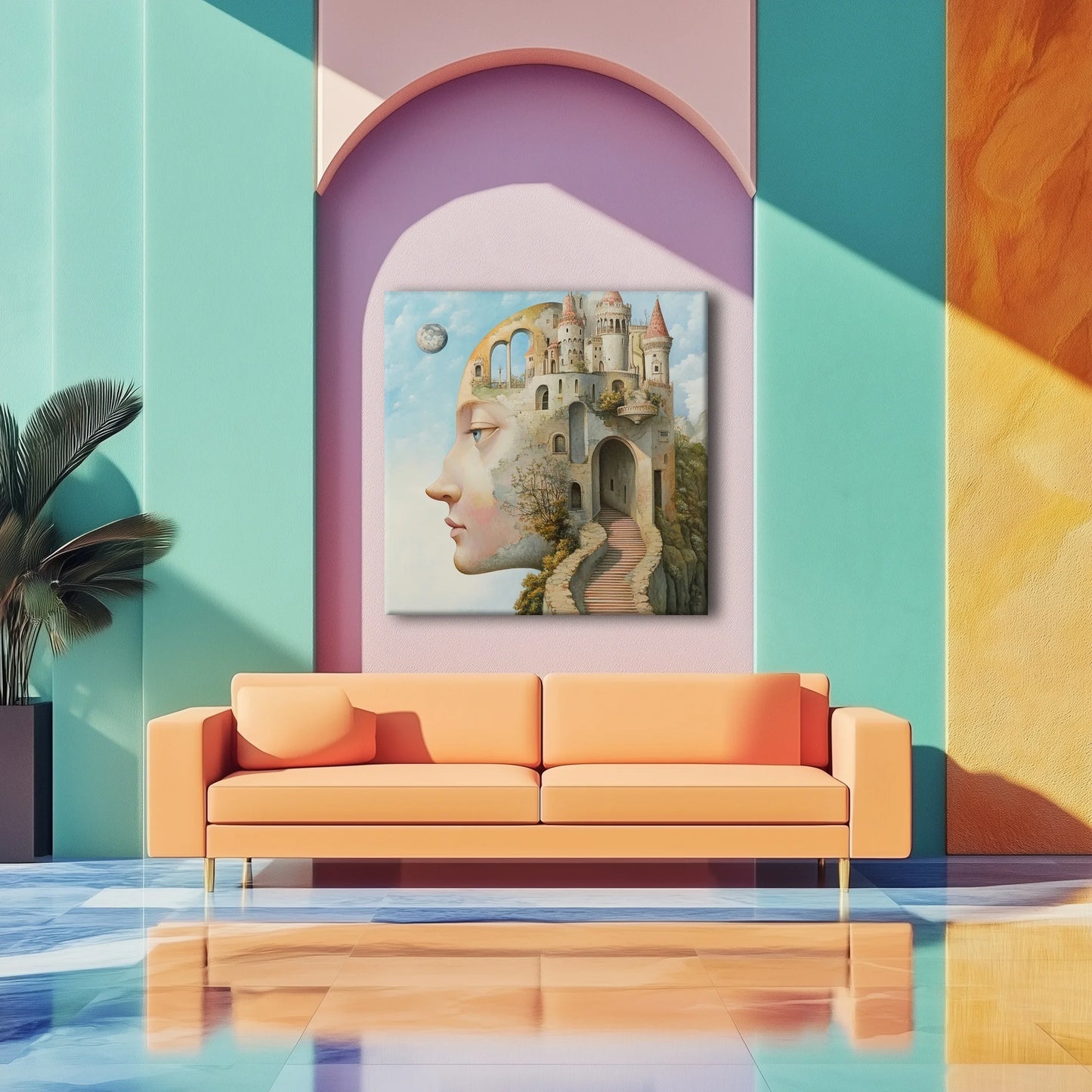 Face Castle Canvas Print Robussi