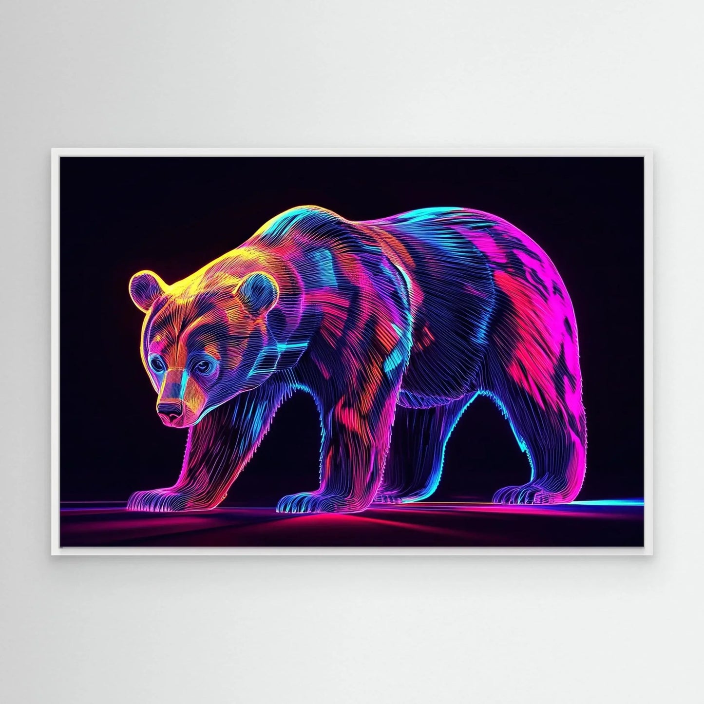 Neon Bear Canvas Print Robussi