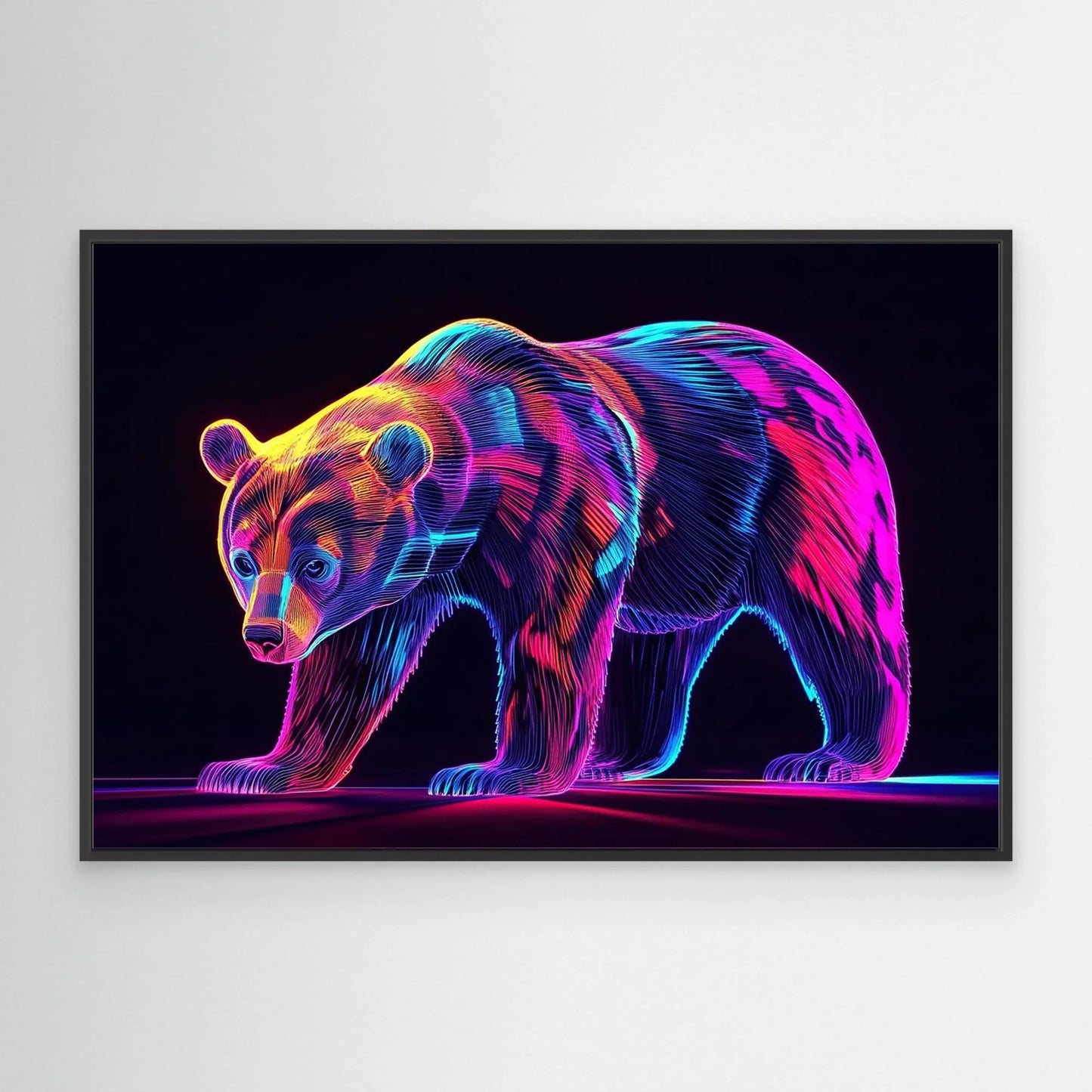 Neon Bear Canvas Print Robussi
