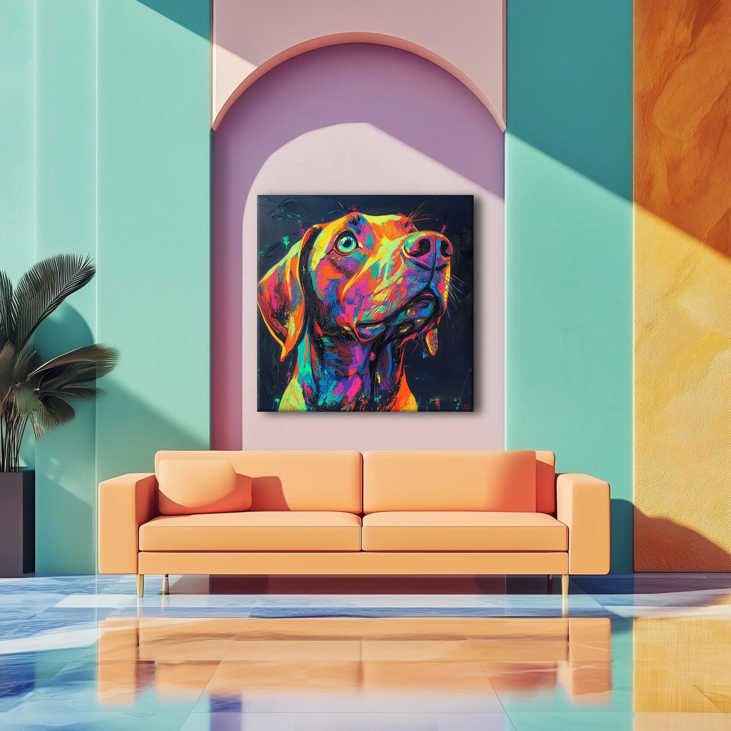 Neon Dog Canvas Print Robussi