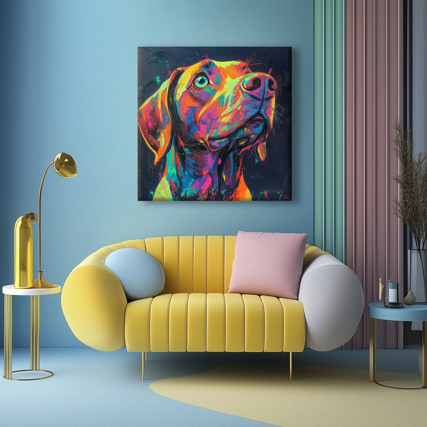 Neon Dog Canvas Print Robussi