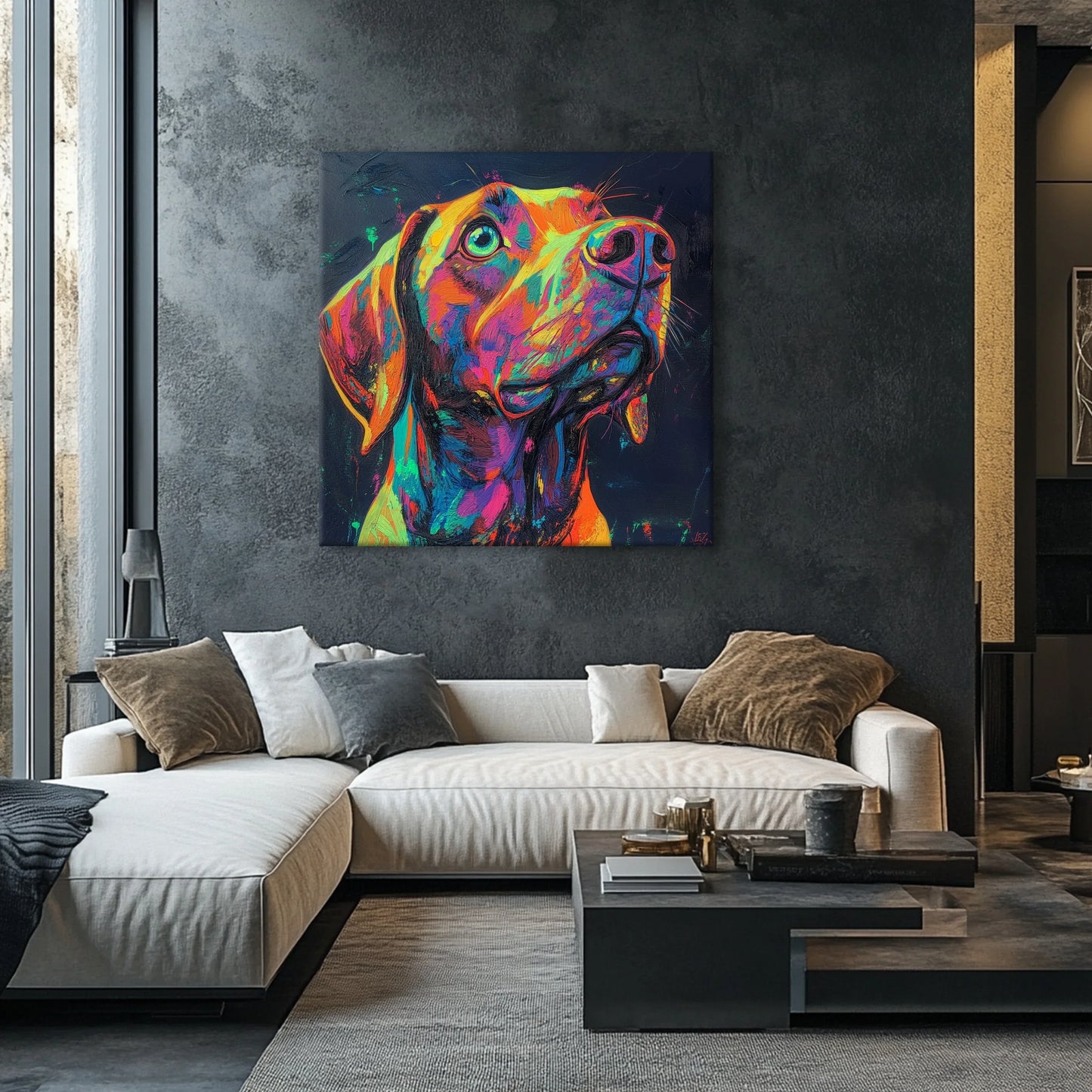 Neon Dog Canvas Print Robussi