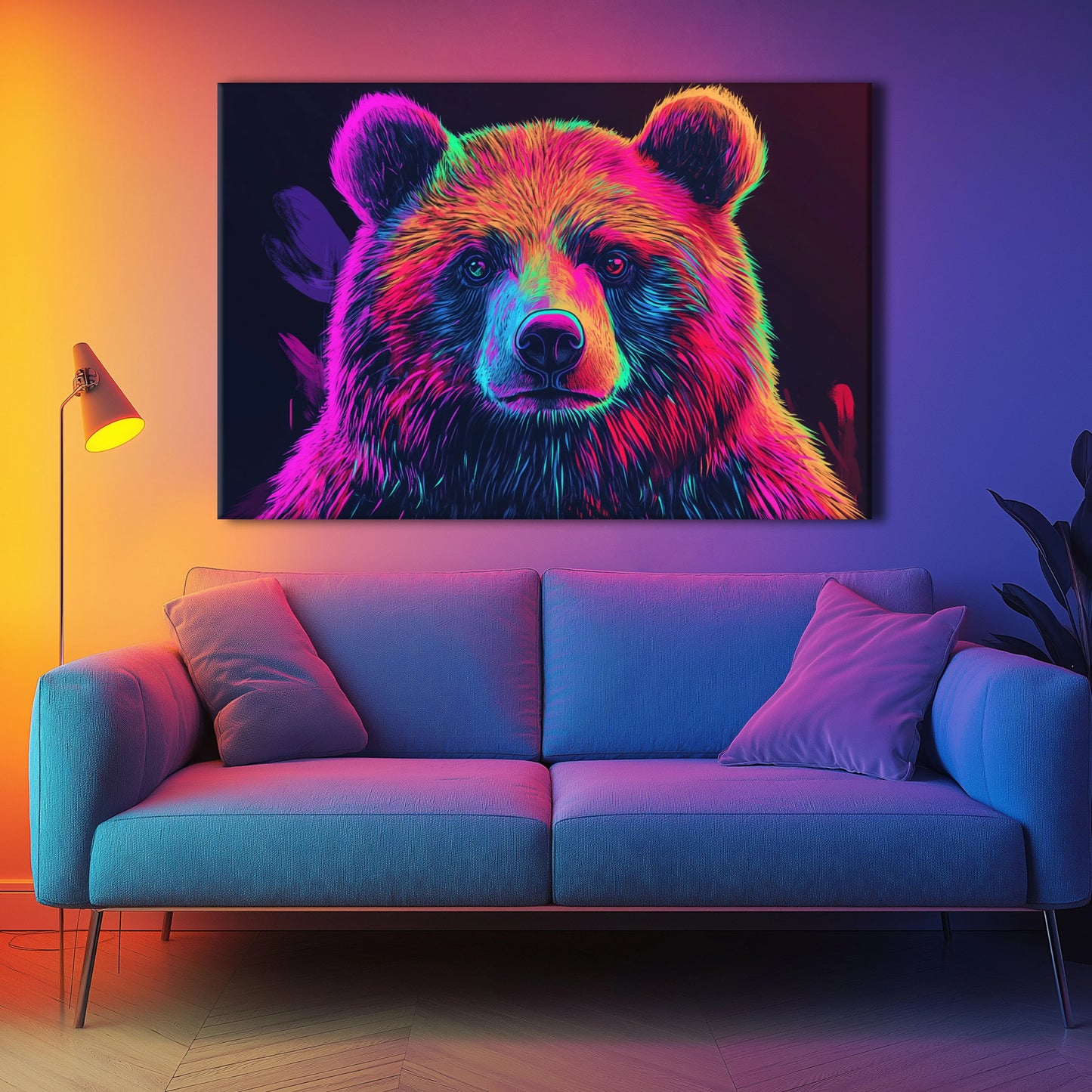 Pink Bear Canvas Print Robussi