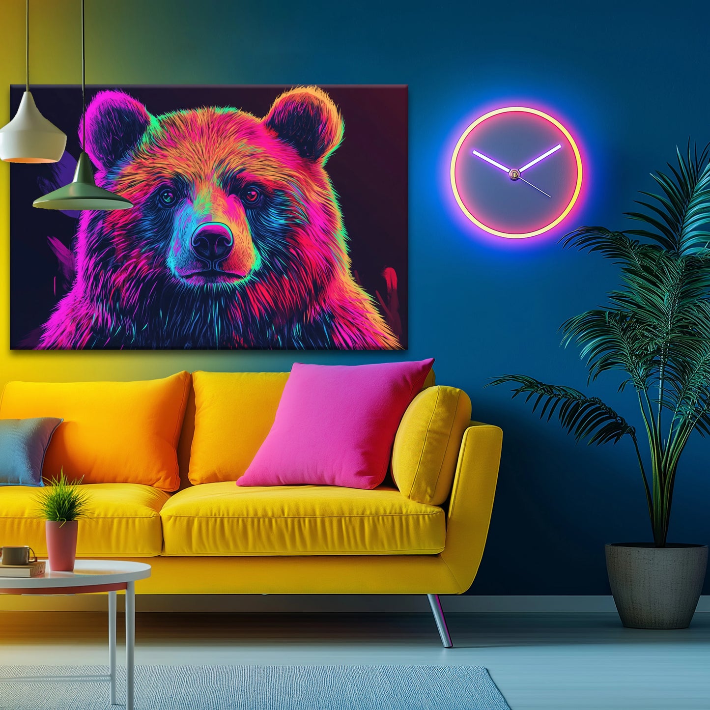 Pink Bear Canvas Print Robussi