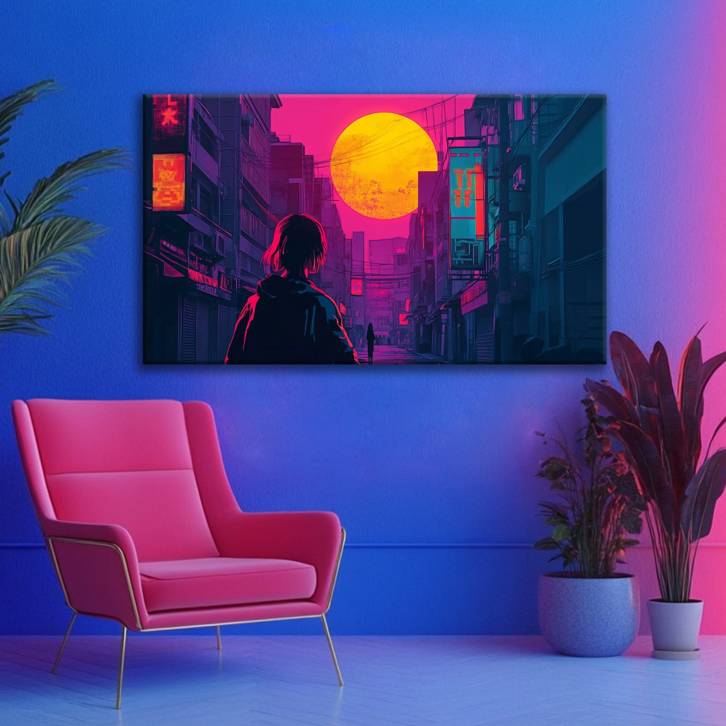 Pink Night Canvas Print Printumo