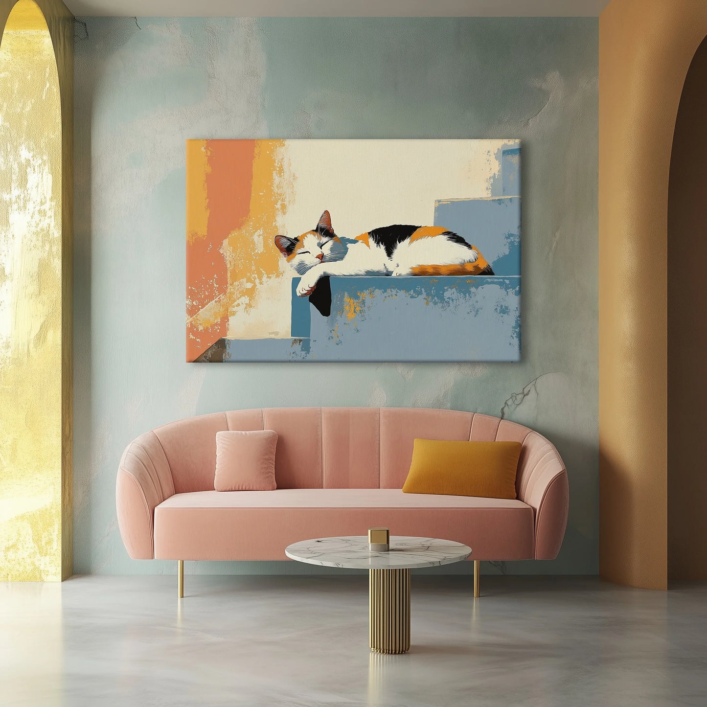 Sleeping on the Stairs Canvas Print Robussi