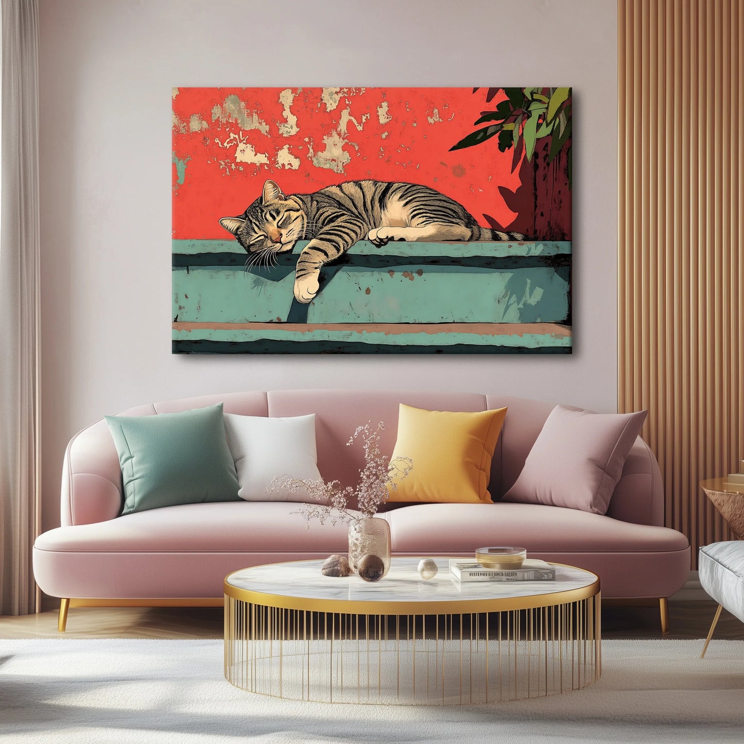 Striped Cat Canvas Print Robussi