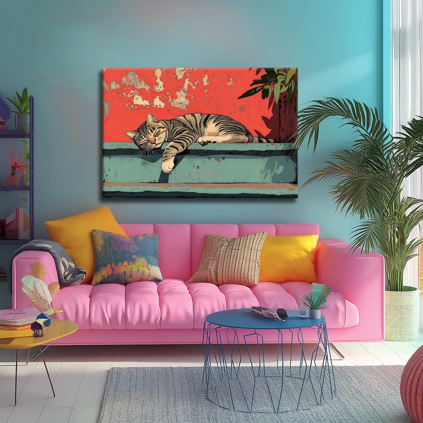 Striped Cat Canvas Print Robussi