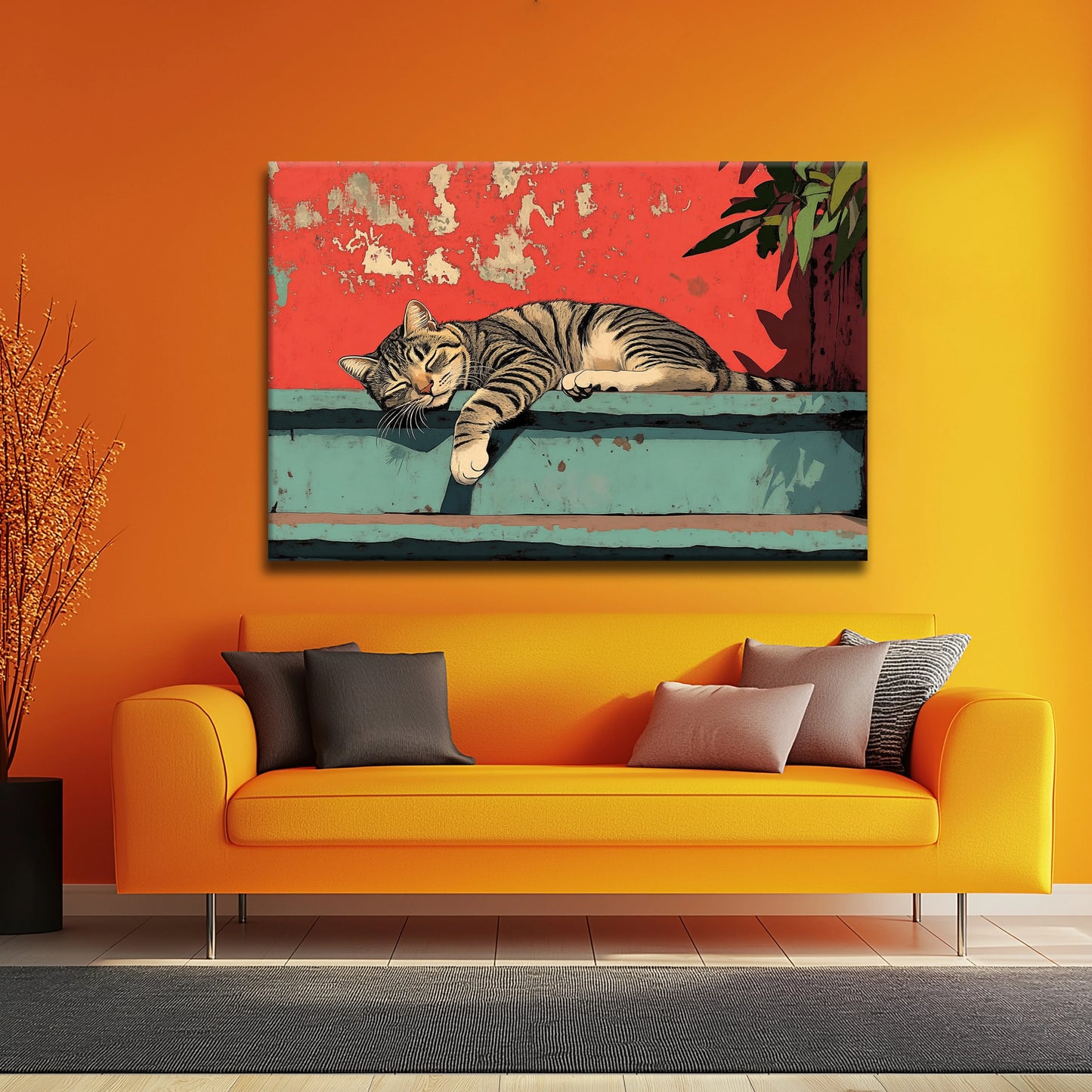 Striped Cat Canvas Print Robussi