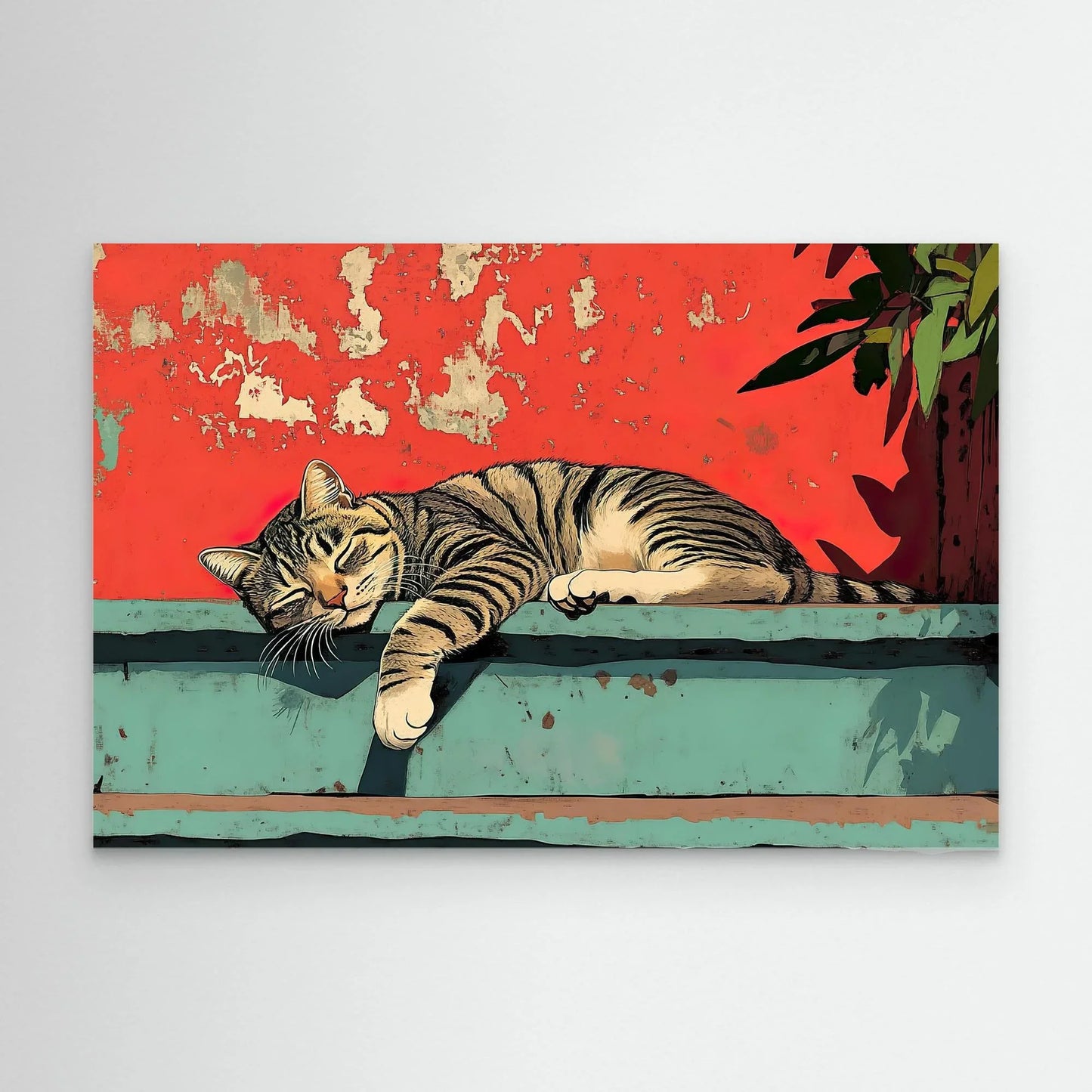 Striped Cat Canvas Print Robussi