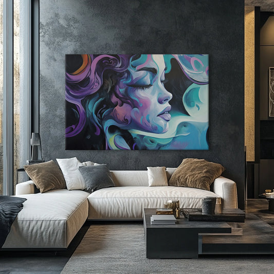 Blue Girl Canvas Print Printumo