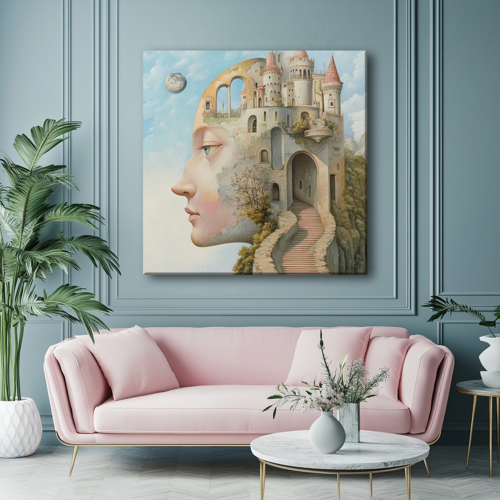 Face Castle Canvas Print Robussi