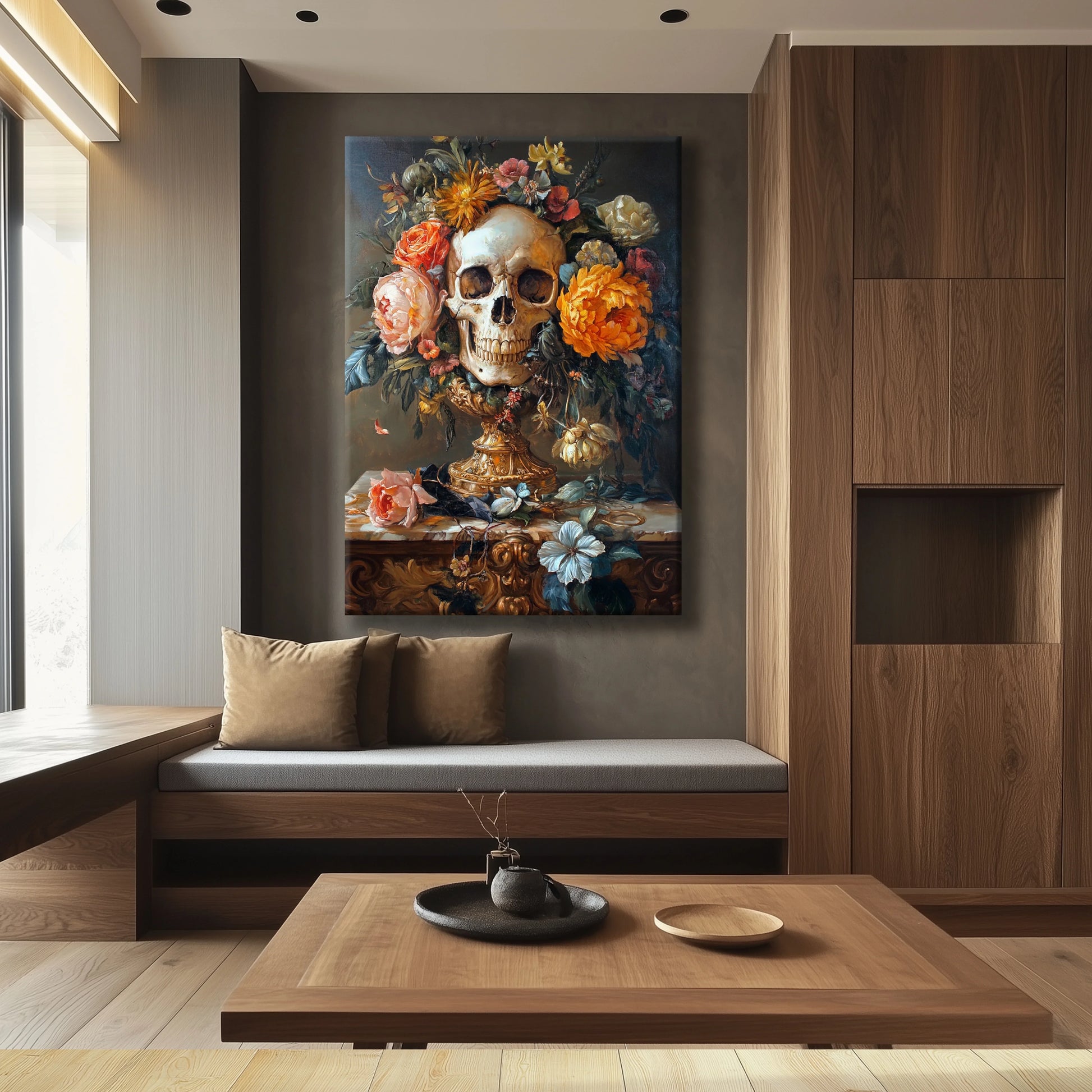 Flower Skull Canvas Print Printumo