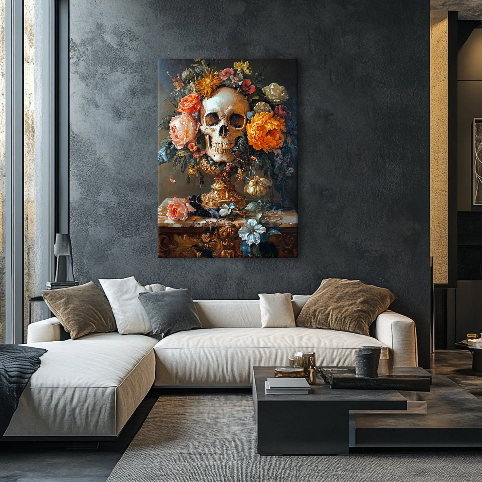 Flower Skull Canvas Print Printumo