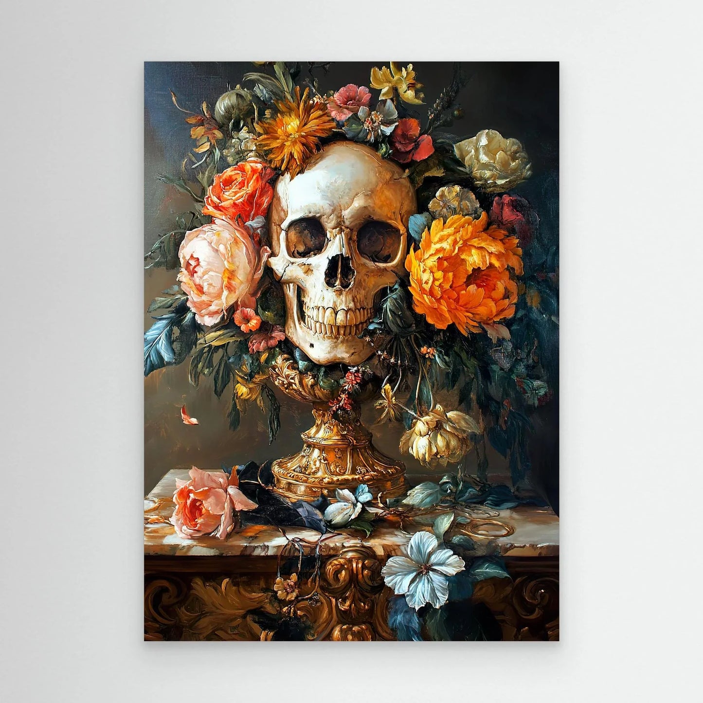 Flower Skull Canvas Print Printumo