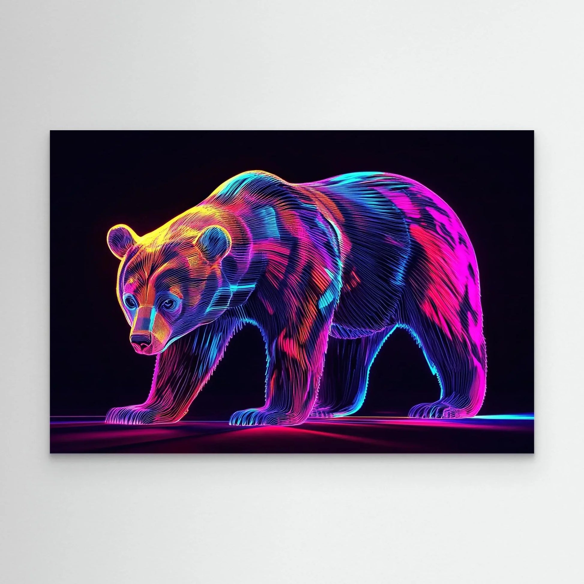Neon Bear Canvas Print Robussi