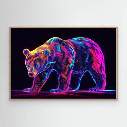 Neon Bear Canvas Print Robussi