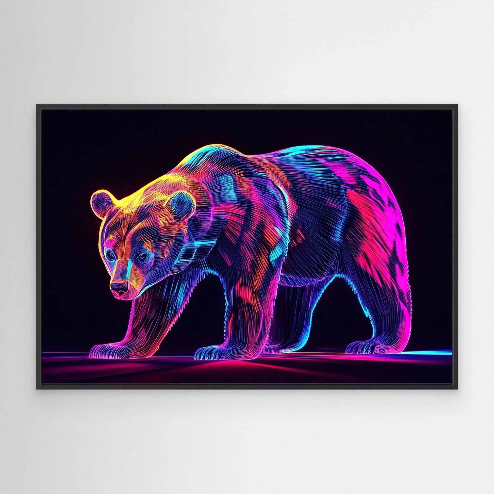 Neon Bear Canvas Print Robussi