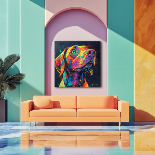 Neon Dog Canvas Print Robussi