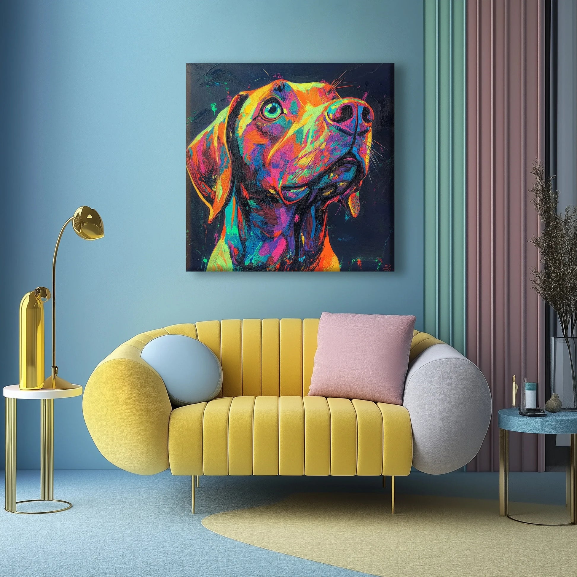 Neon Dog Canvas Print Robussi