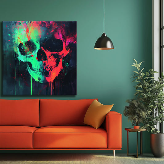 Neon Skull Canvas Print Robussi
