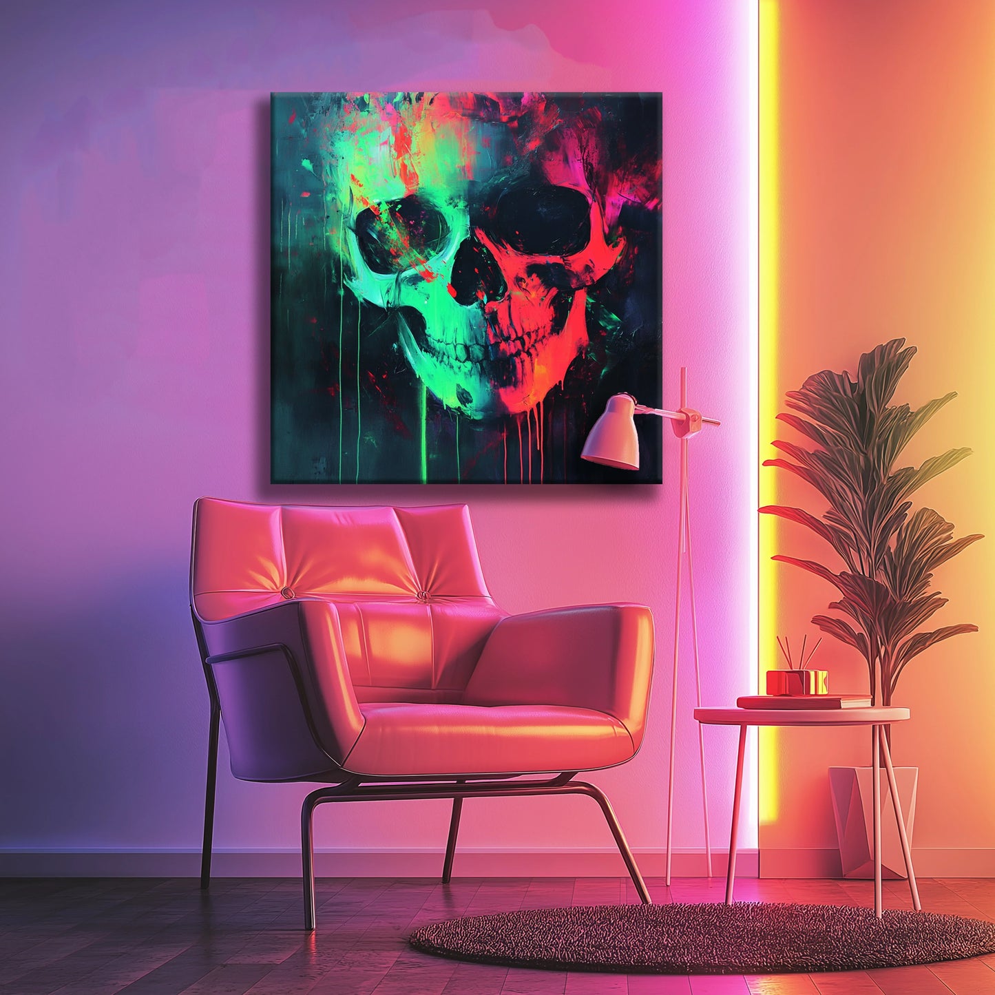 Neon Skull Canvas Print Robussi