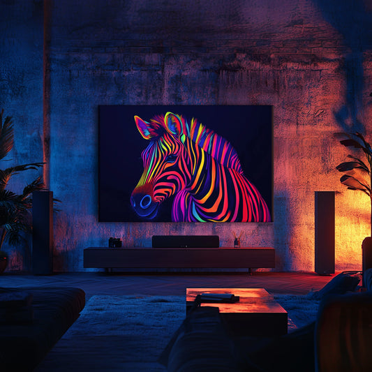 Neon Zebra Canvas Print Robussi