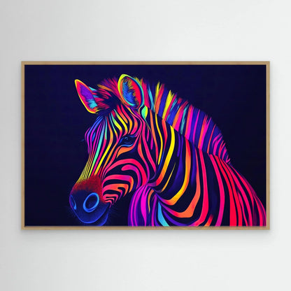 Neon Zebra Canvas Print Robussi