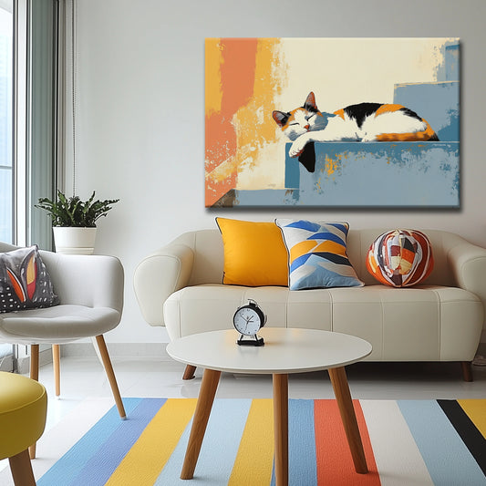 Sleeping on the Stairs Canvas Print Robussi