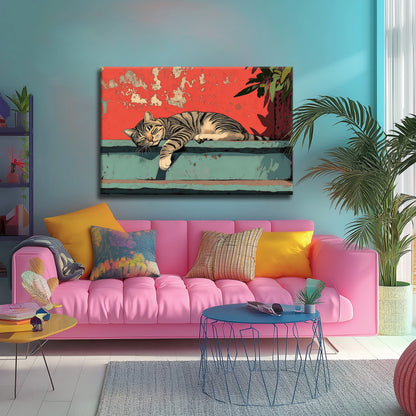 Striped Cat Canvas Print Robussi